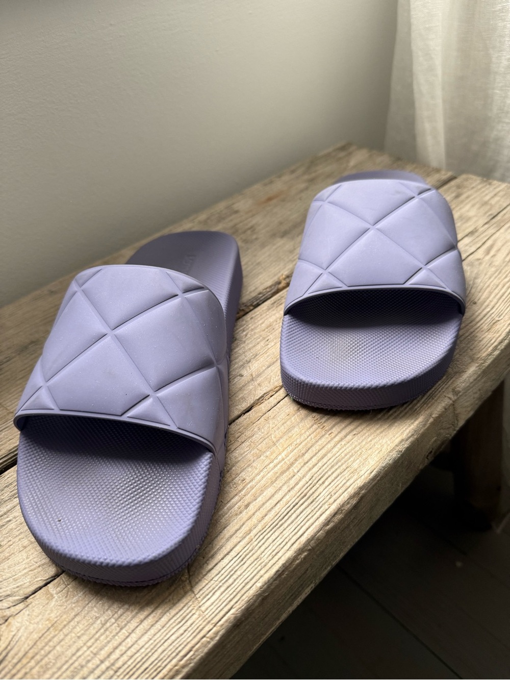 Bottega Veneta Quilted Pool Slide Sandals - Lavender Purple - Picture 4 of 7
